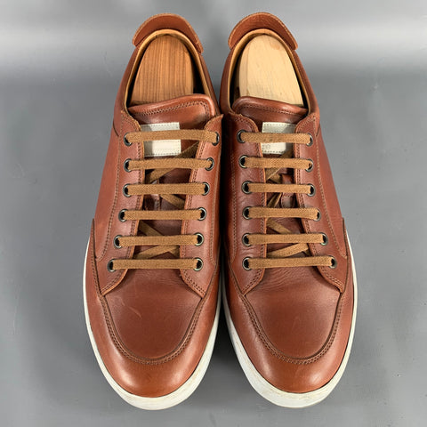 HESCHUNG Size 9 Brown Leather Low Top Sneakers