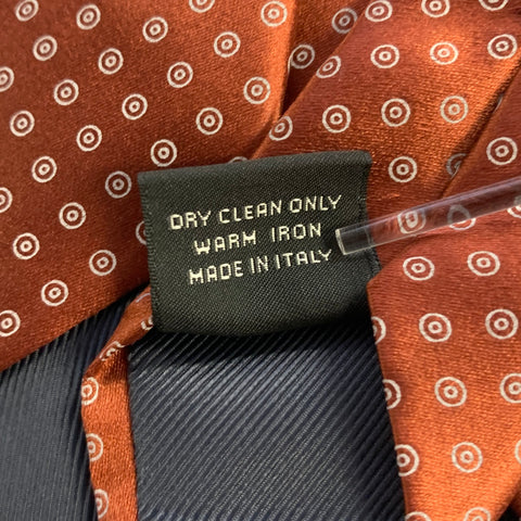 ERMENEGILDO ZEGNA Brown Rust White Dots Silk Tie