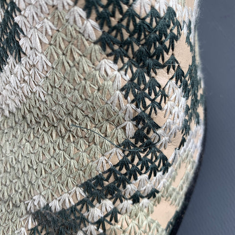 MAISON MARTIN MARGIELA Size 12 Beige Green Embroidery Side Zipper Boots
