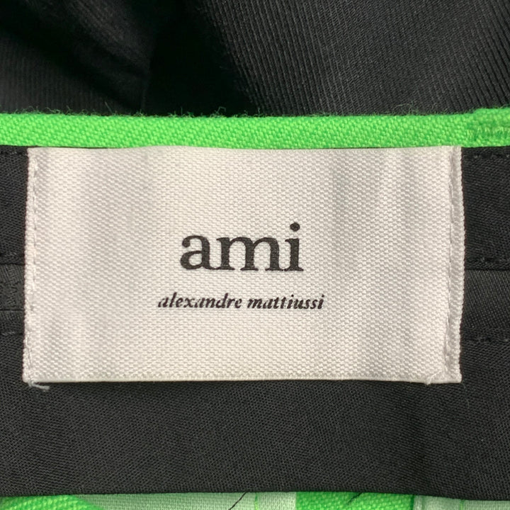 AMI by ALEXANDRE MATTIUSSI Size 36 Neon Green Wool Blend Twill Notch Lapel Suit
