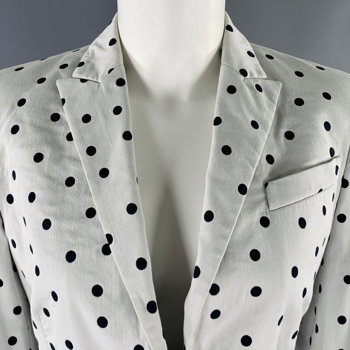 AKRIS Size 8 White Black Cotton Blend Polka Dot Blazer