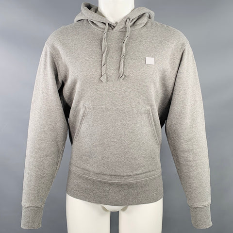 ACNE STUDIOS Size M Ferris Face Grey Cotton Hoodie Sweatshirt