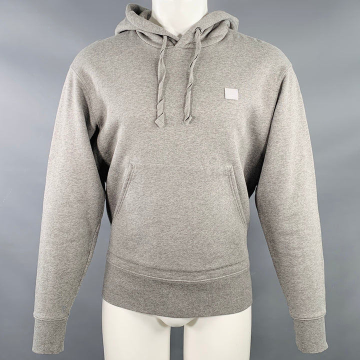 ACNE STUDIOS Size M Ferris Face Grey Cotton Hoodie Sweatshirt