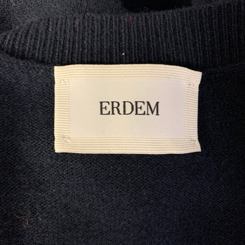 Cardigan ERDEM taille S en cachemire et laine marine et blanc