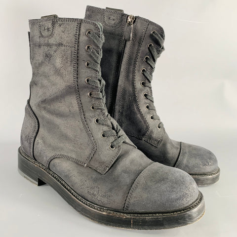 PAUL ANDREW Size 10 Black Nubuck Leather Side Zipper Boots