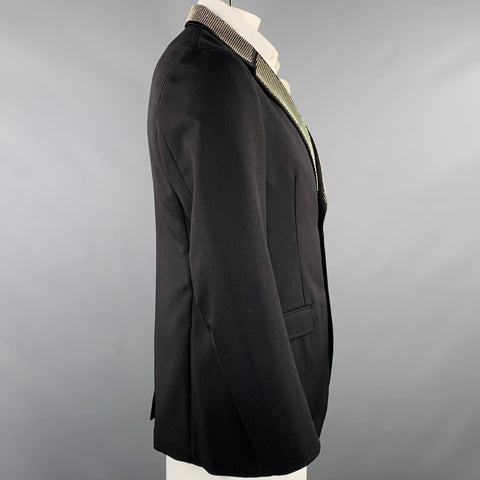 ALEXANDER MCQUEEN Size 42 Black Studded Wool Mohair Sport Coat