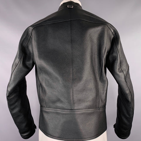 COURREGES Size S Black White Leather Bomber Jacket
