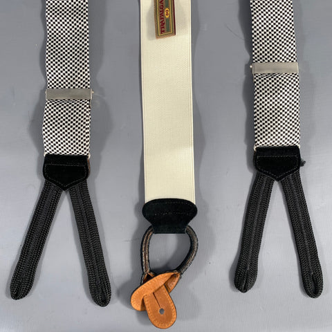 TRAFALGAR White Black Checkered Suspenders