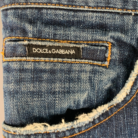 DOLCE & GABBANA Size 28 Blue Contrast Stitch Cotton Jeans