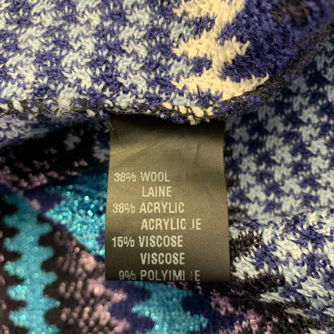 MISSONI Size S Blue Multi Color Wool Blend Geometric Fringed Poncho Cape
