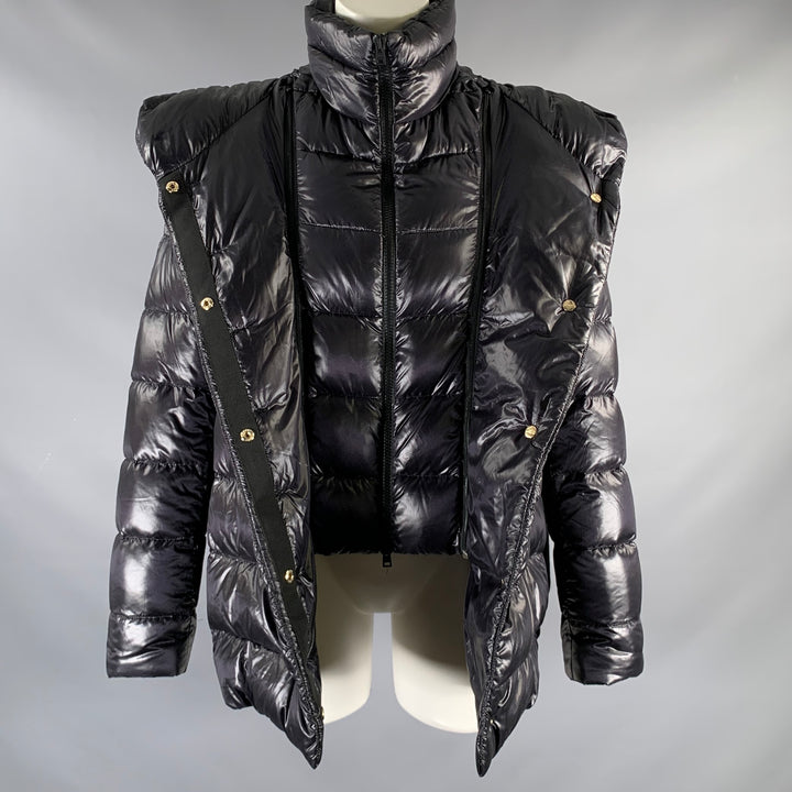 HERNO Size 6 Black Nylon Padded Hooded Jacket
