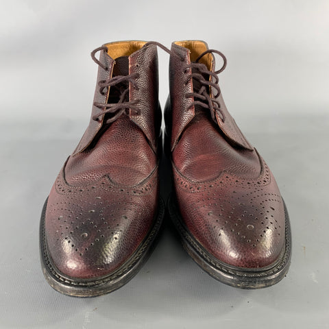 GREVE Size 9 Burgundy Wingtip Leather Ankle Boots