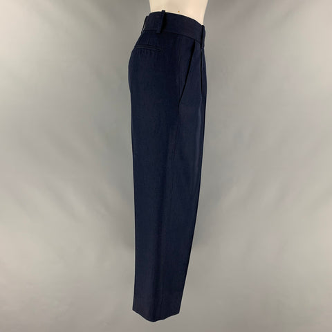 Pantalon plissé court en soie bleu marine MARC JACOBS taille 38