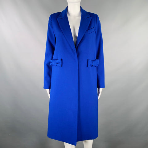 SMYTHE Size 4 Cobalt Blue Polyester Bows Single Snap Coat