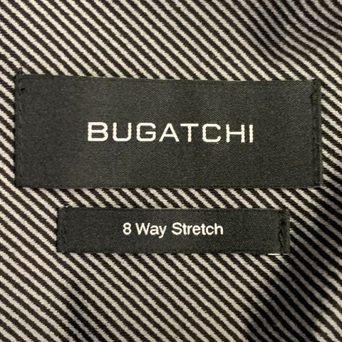BUGATCHI Size XL Black Grey Diagonal Stripe Cotton Blend Long Sleeve Shirt
