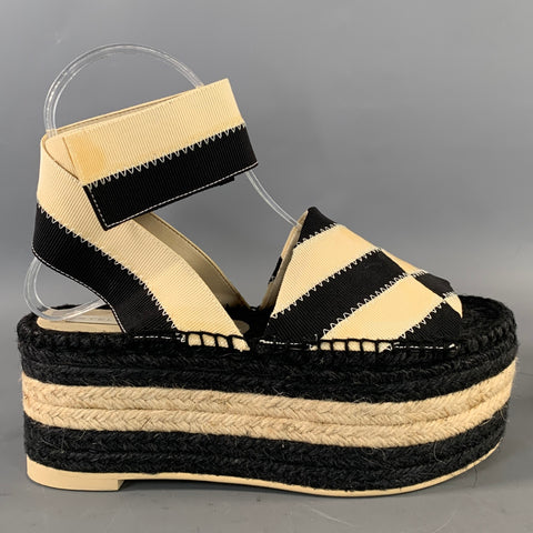 STELLA McCARTNEY Size 6 Black Tan Cotton Espadrille Sandals