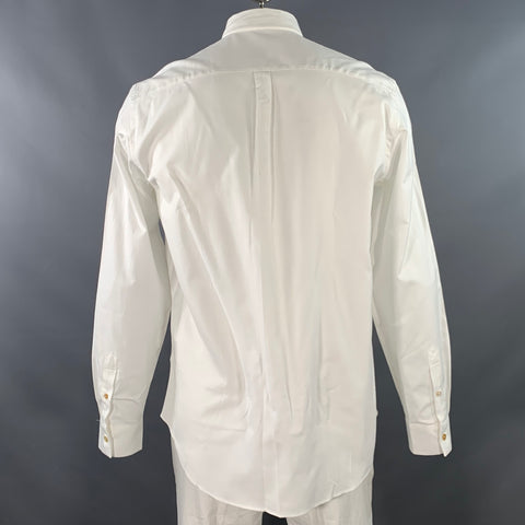 PAUL SMITH Size L White Contrast Trim Cotton One Pocket Long Sleeve Shirt