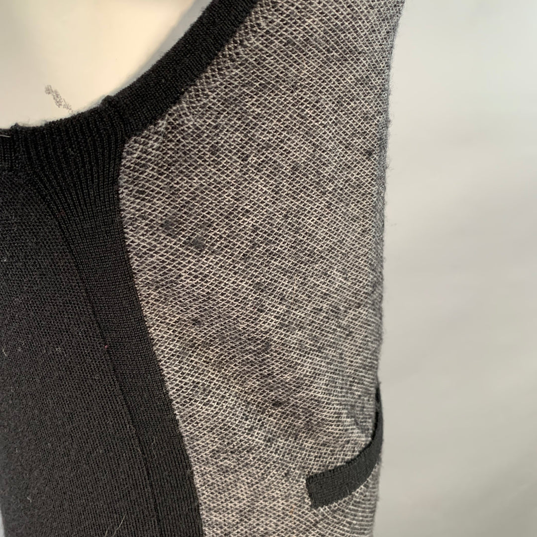 RAG & BONE Size L Grey Black Geometric Wool V-Neck Vest