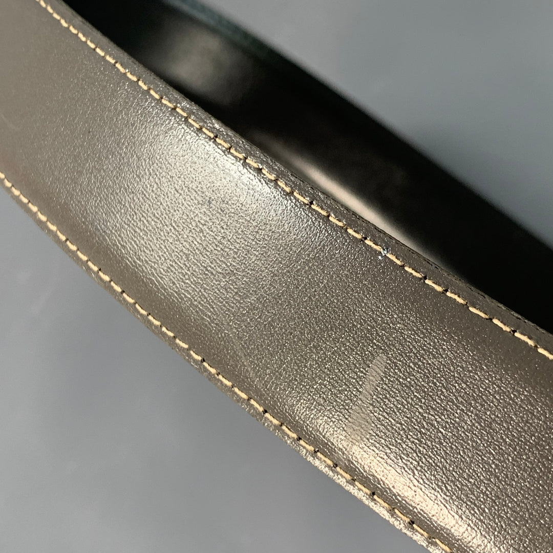 YVES SAINT LAURENT Vintage Size 37 Grey Silver Leather Belt