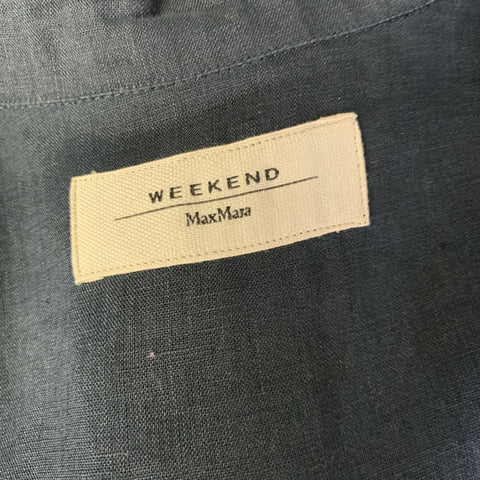 MAX MARA Size M Navy Linen Long Sleeve Shirt