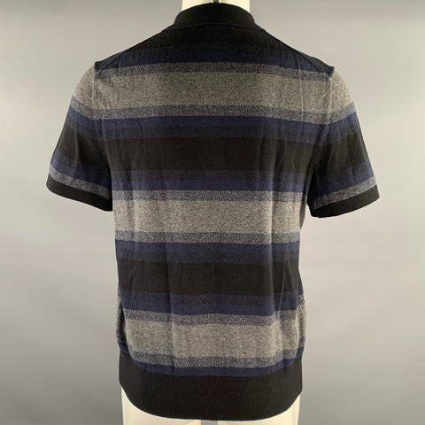 RAG & BONE Size M Black Grey Navy Cotton Cashmere Ribbed Polo