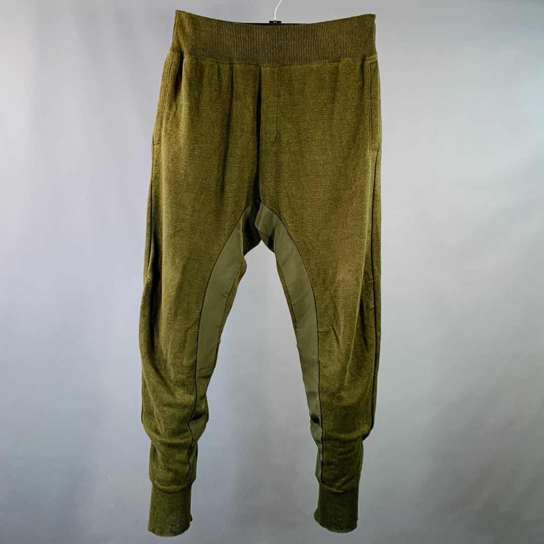 HAIDER ACKERMANN Size M Pulau Olive Knit Linen Blend Elastic Waistband Casual Pants