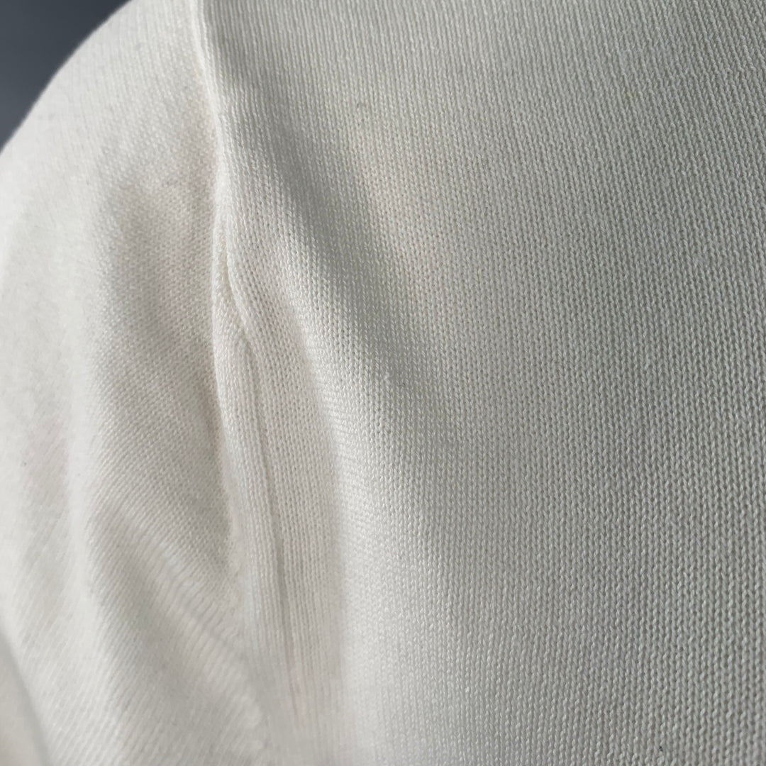 REISS Size S Christie White Blue Navy Stripe Cotton Half Placket Polo