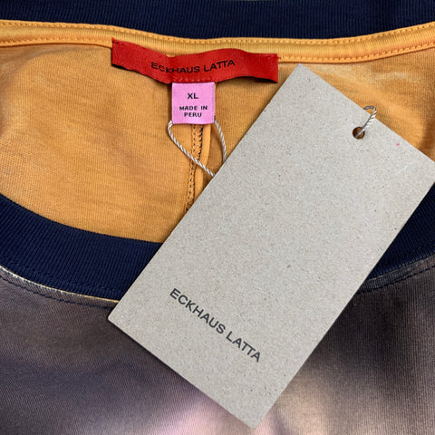 ECKHAUS LATTA Size XL Lapped Tan Multi Color Dyed Cotton Crew-Neck T-shirt