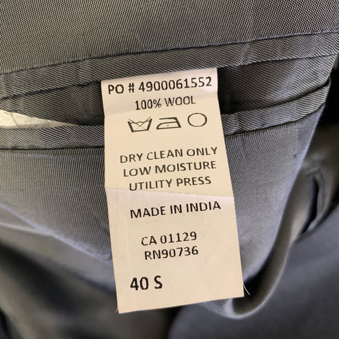 CALVIN KLEIN Chest Size 40 Short Navy Wool Notch Lapel Sport Coat