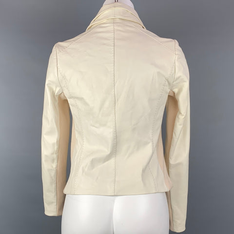 VINCE Chaqueta de moto de cuero de algodón crema talla XS