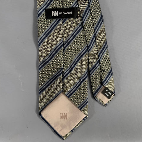 ISSEY MIYAKE Gray Navy Jacquard Silk Tie