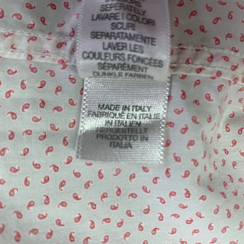 PAUL SMITH Size L White Red Dots Cotton Long Sleeve Shirt