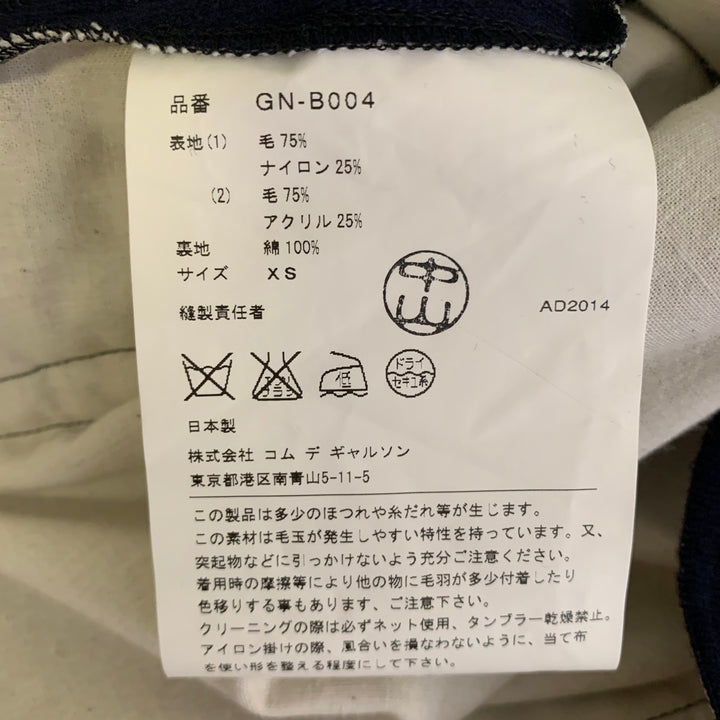 COMME des GARCONS Taille XS Tunique Décontractée en Maille Laine / Nylon Bleu Marine Noir