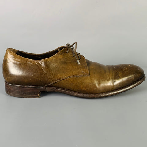 YVES SAINT LAURENT Size 9 Brown Perforated Leather Cap Toe Lace-Up Shoes