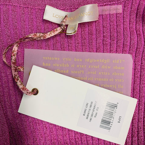 LOVESHACKFANCY Size XS Pink Viscose Ribbed Cutout Dress
