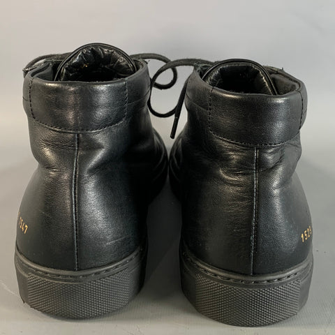 COMMON PROJECTS Size 9 Black Solid Leather Mid Rise Sneakers