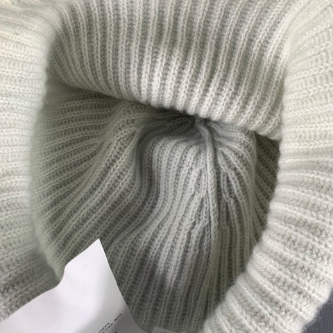 JIL SANDER Green Mint Ribbed Cashmere Knit Beanie Hat