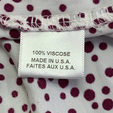MISA Size XS White Burgundy Viscose Dots Ruffle Wrap Dress