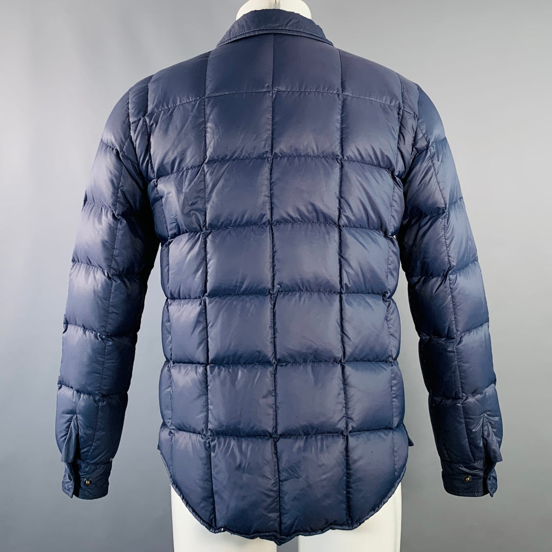 ASPESI Size M Navy Quilted Nylon Zip Snaps Jacket