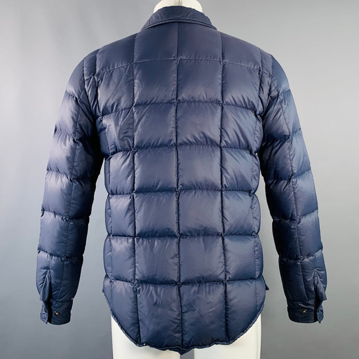 ASPESI Size M Navy Quilted Nylon Zip Snaps Jacket