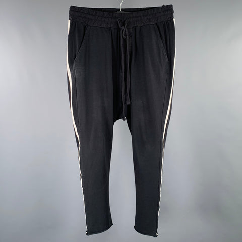 THOM KROM Size S Black White Vertical Stripe Cotton Sweatpants Casual Pants