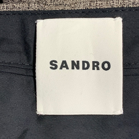 SANDRO Size 32 Brown Taupe Plaid Polyester Flat Front Straight Casual Pants