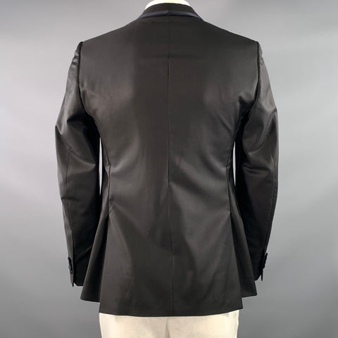 FENDI Chest Size 40 Black Navy Solid Wool Shawl Collar Sport Coat