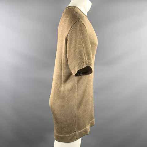 GUCCI Size S Gold Knit Silk Short Sleeve Pullover