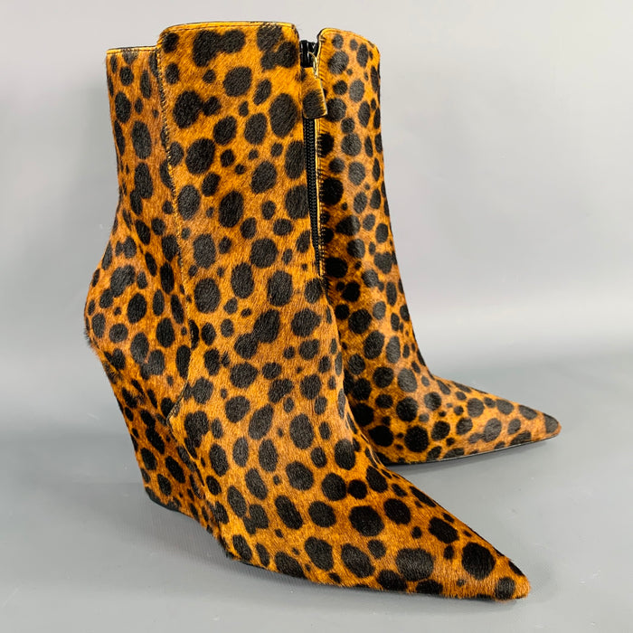 Bottes à bout pointu en poulain marron et noir à motif animal STUART WEITZMAN taille 37,5