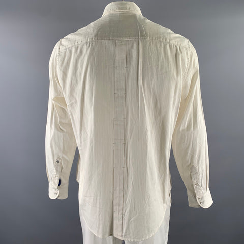 ROBERT GRAHAM Size XL Cream Bedded Tuxedo Cotton Long Sleeve Shirt