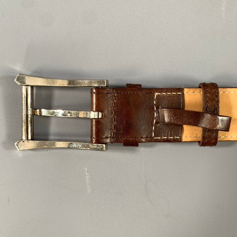 JOHN LOBB Size 42 Brown Crackled Leather Belt