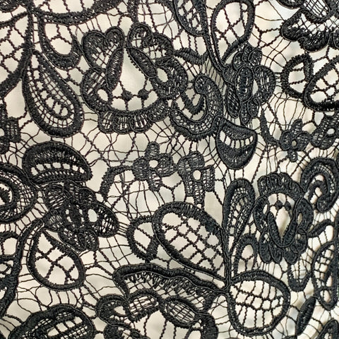 STAUD Size M Black Polyester Lace Button Up Short Sleeve Shirt