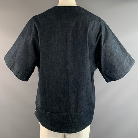 GREI Size L Navy Wash Cotton Oversized Short Sleeve Shirt