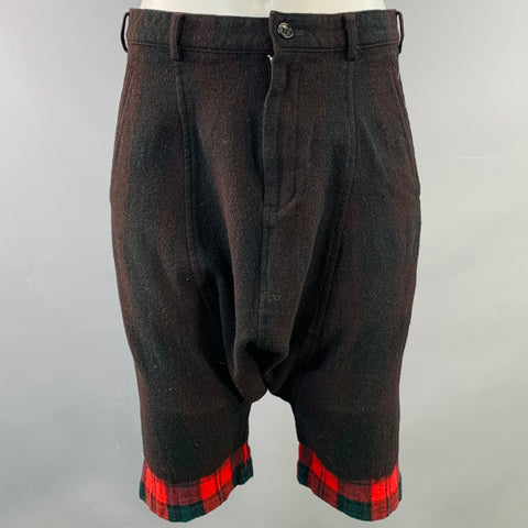 Shorts entrejambe bas COMME des GARCONS Taille XS Noir Rouge Carreaux Laine Mélangée